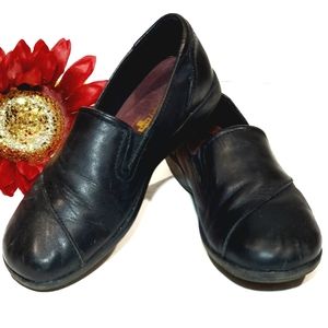 Air Supply Plus "Poppy" Black Leather Slip-On Loafer Shoe 1" Heel Size 6M Women